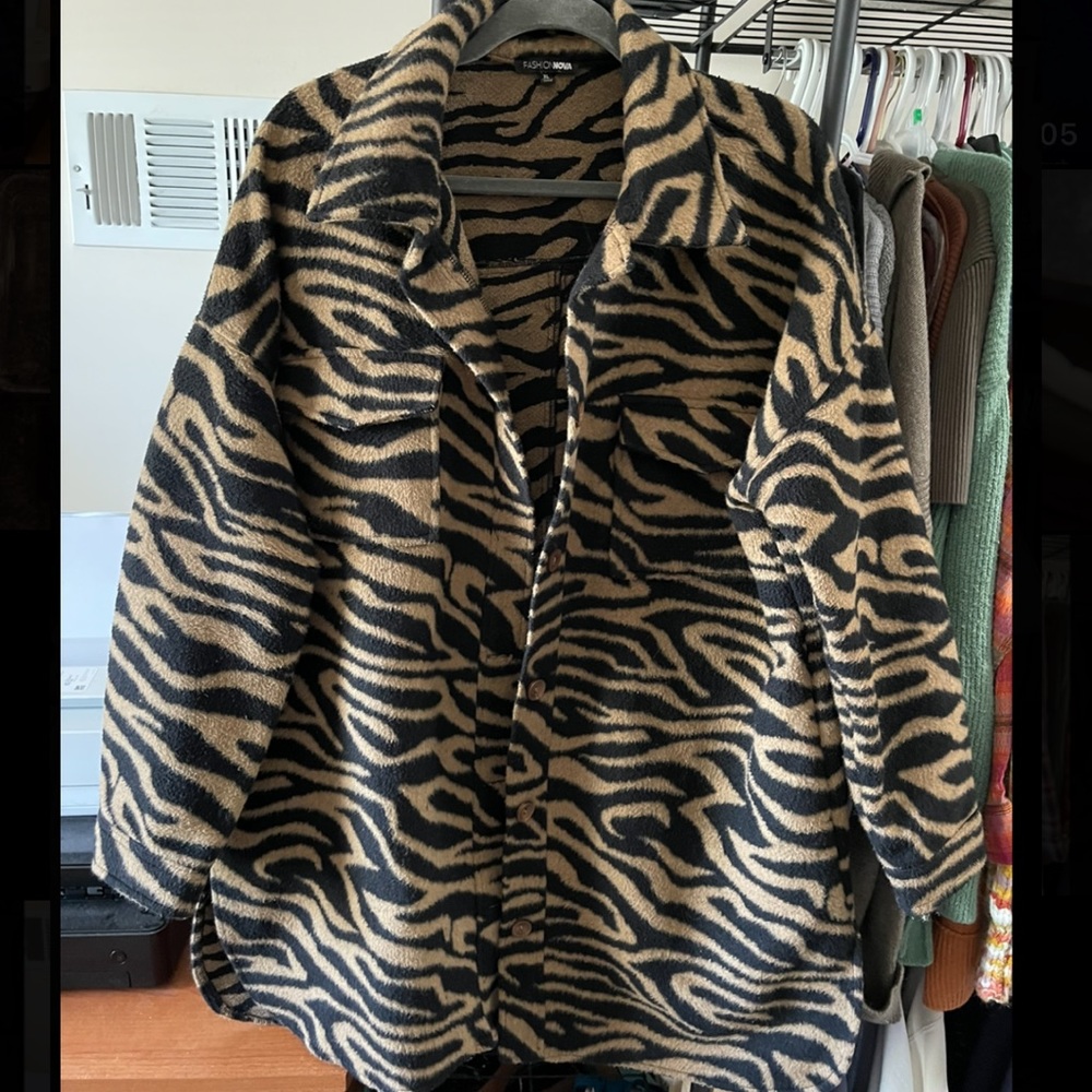 Fashion Nova Brown & Black Zebra Coat
